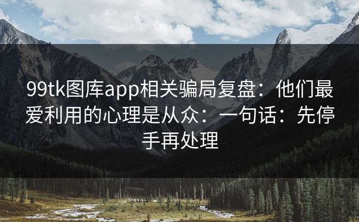 99tk图库app相关骗局复盘：他们最爱利用的心理是从众：一句话：先停手再处理