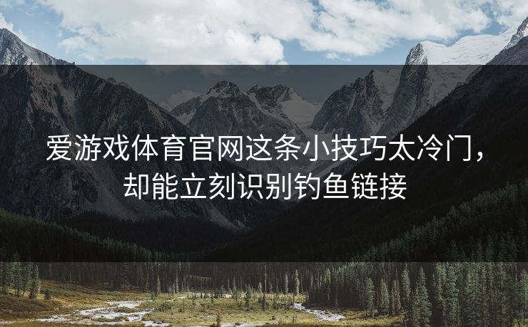 爱游戏体育官网这条小技巧太冷门，却能立刻识别钓鱼链接