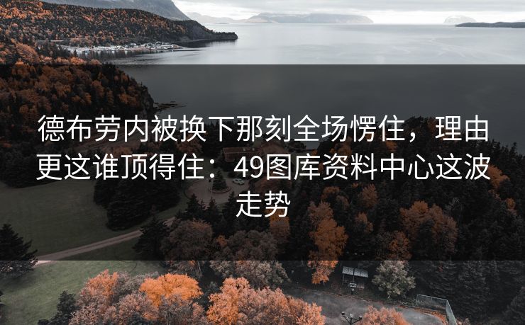 德布劳内被换下那刻全场愣住，理由更这谁顶得住：49图库资料中心这波走势